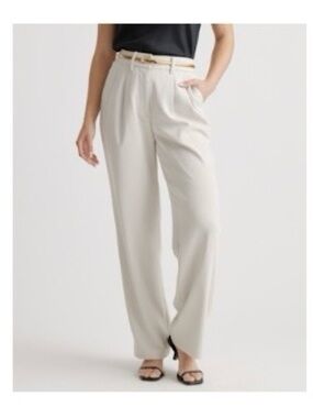 Quince Stretch Crepe Pleated Wide-Leg Pants - Sand
